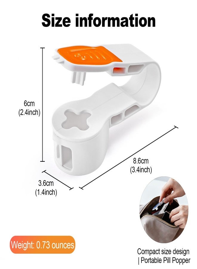 Kingmall 2nd Generation Pill Extractor Tool with Storage Compartment, Medicine Blister Pack Remover, Dual Tooth Design for Foil Piercing, Built-in Organizer Box,(Orange and Blue) 2 pcs - Image 2